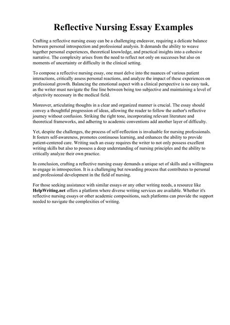 Read Sample Nursing Reflection Paper 