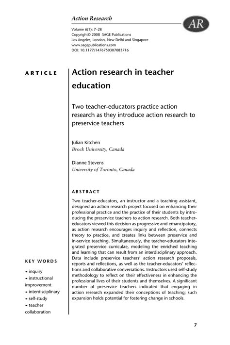 Download Sample Of Action Research Papers In Education 