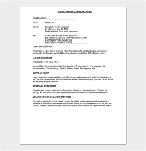 Read Online Sample Of Contract Quotation Document 