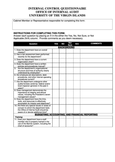 Download Sample Of Internal Control Document 