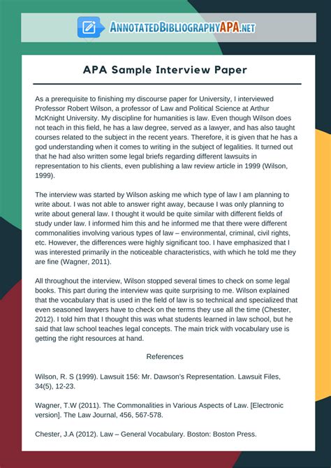 Read Online Sample Of Interview Paper Apa Style 