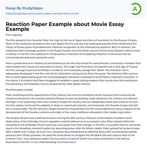 Read Sample Of Reaction Paper About A Movie 