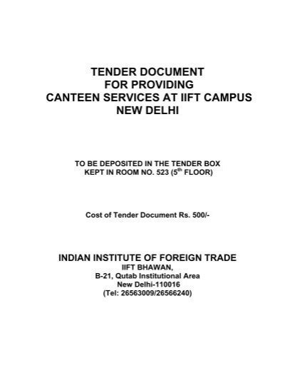 Read Online Sample Of Tender Document For Canteen 