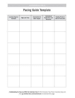 Read Online Sample Pacing Guide Template 