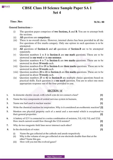 Read Sample Paper Class 10 Ncert 2013 