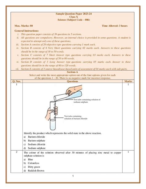 Read Online Sample Paper For Class 10 Cbse Fa1 Science File Type Pdf 