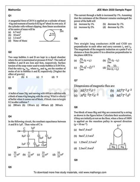 Read Online Sample Paper For Jee Main 