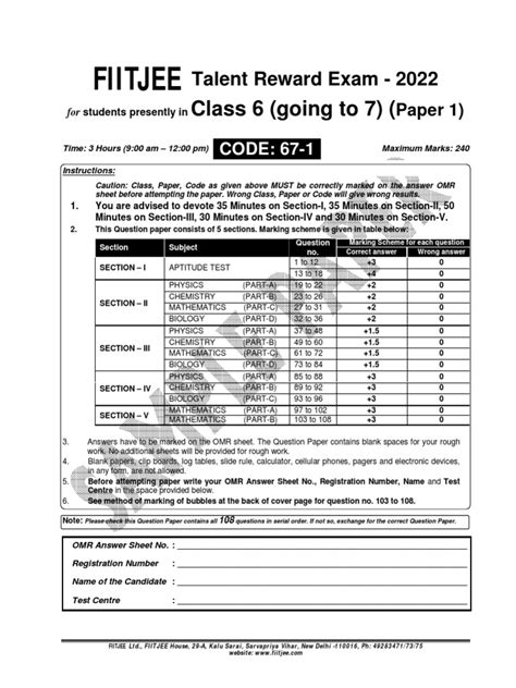 Read Online Sample Paper For Preparing Escape Velocity Test Fitjee 