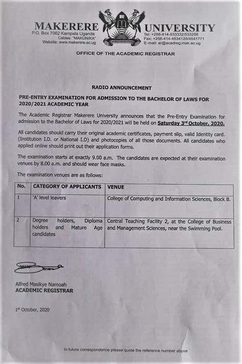 Download Sample Paper For The Pre Entry Tests In Law Makerere University Uganda 