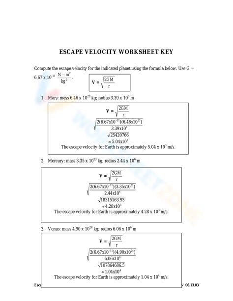 Download Sample Paper Of Escape Velocity Test 