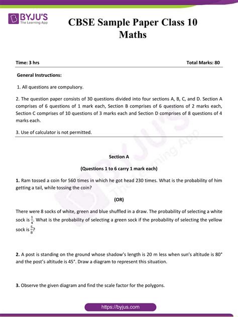 Read Sample Papers For Class 10 Cbse Fa1 Maths 
