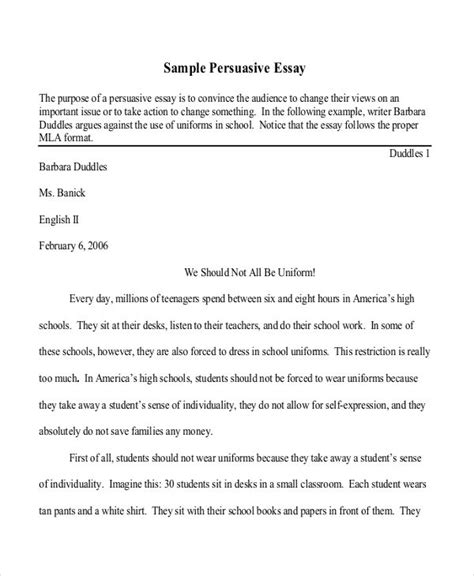 Read Sample Persuasive Essay Papers 