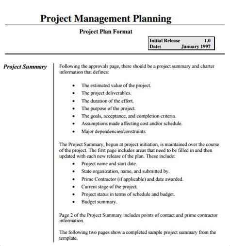 Full Download Sample Project Management Plan Document 