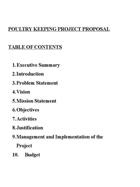 Read Online Sample Project Proposal Document For Poultry Farming 