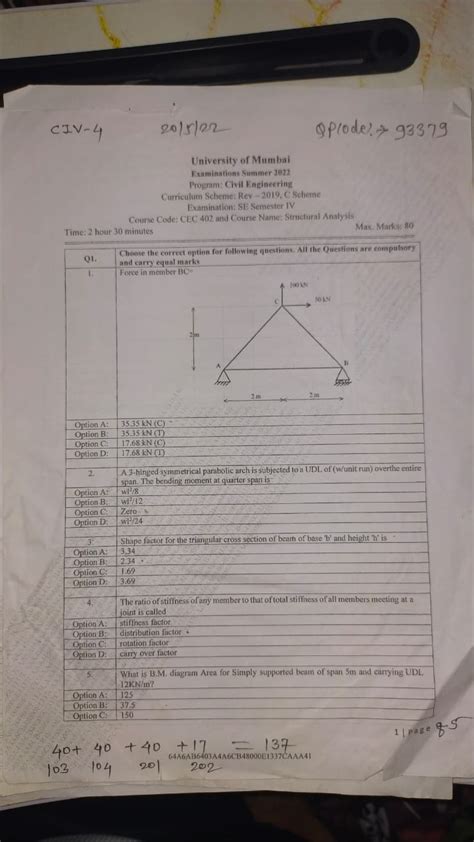 Read Online Sample Question Paper Civil Mechanic Structure 