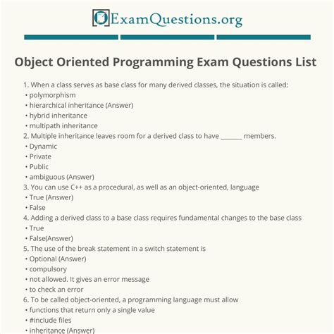 Download Sample Question Paper For Object Oriented Programming 