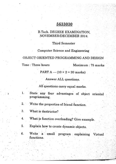 Download Sample Question Paper For Object Oriented Programming 