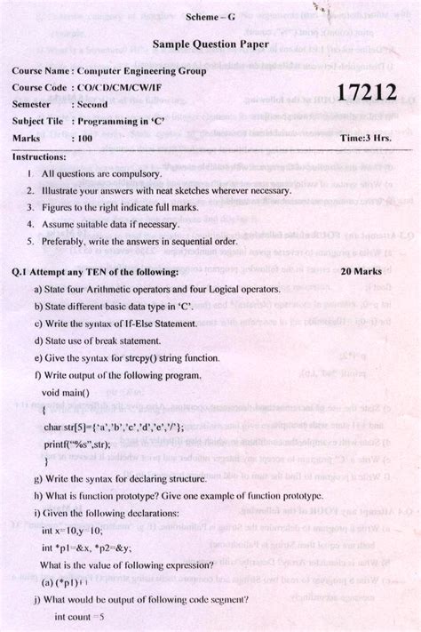 Full Download Sample Question Paper Msbte 3Rd Sem 