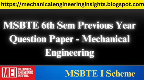 Download Sample Question Paper Of Msbte 6Th Semester Mechanical 