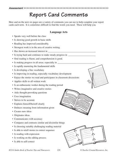 Read Online Sample Report Card Comments Grade 2 