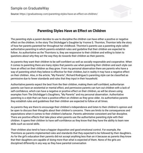 Read Online Sample Research Paper On Parenting 