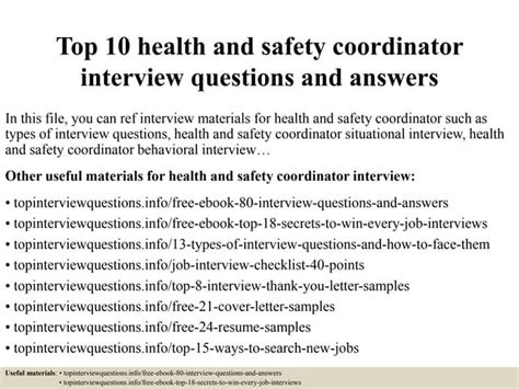 Download Sample Safety Coordinator Interview 