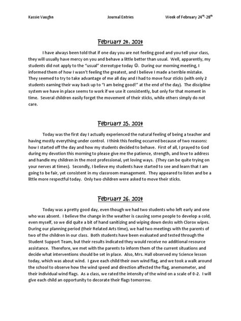 Read Sample Student Journal Entries 