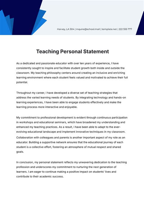 Read Sample Teacher Personal Statement 
