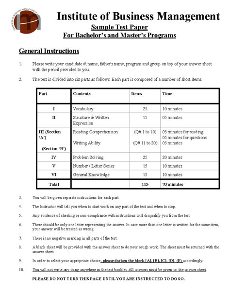 Download Sample Test Paper Bba Ku 