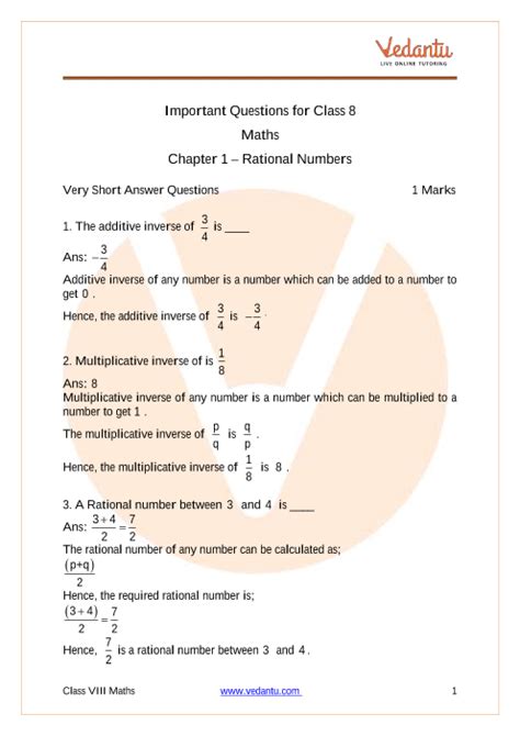 Read Online Sample Test Questions Part 1 Rational Numbers 