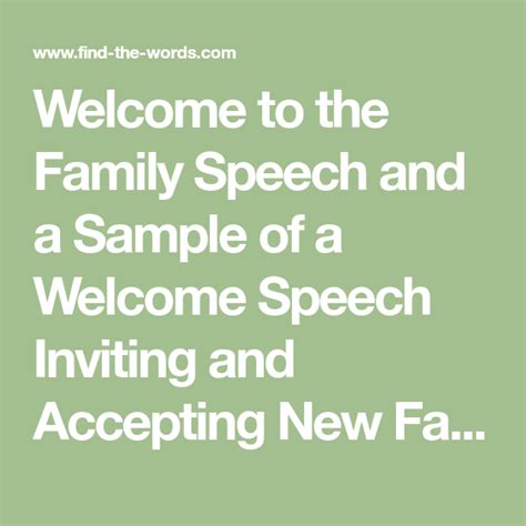 Read Sample Welcome Speech For Family Day 
