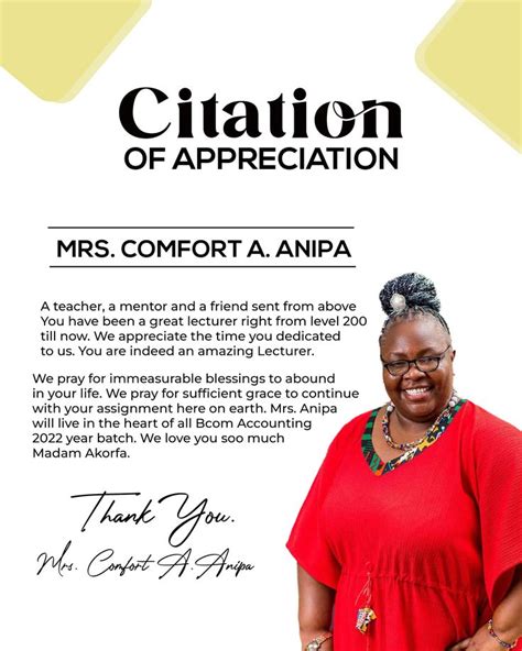 samples of citation for appreciation