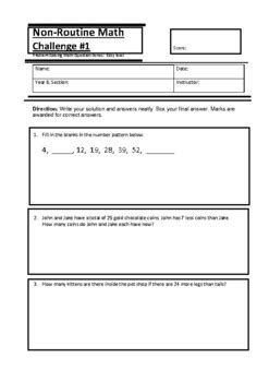 Samples Of Non Routine Math Problems