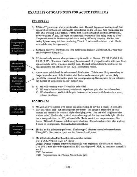 samples of soap notes from acute problems