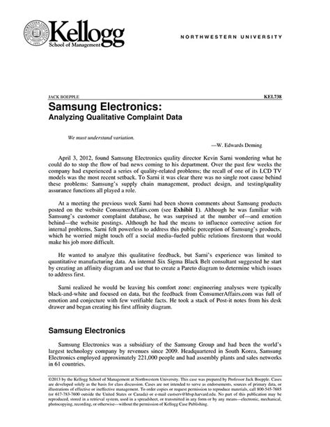 Samsung Electronics Case Study Harvard