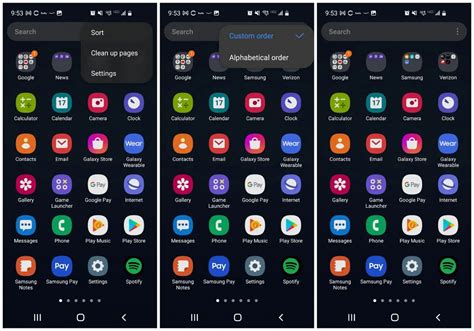samsung s9 sort apps by date