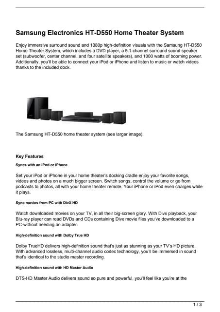 Read Online Samsung Ht D550 Home Theater System Manual File Type Pdf 