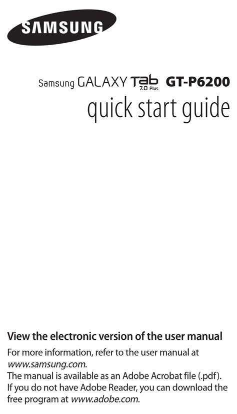 Read Online Samsung P6200 Quick Start Guide 