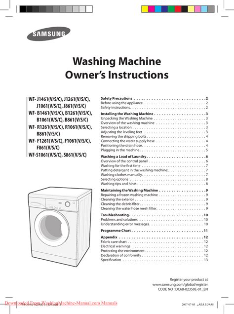 Read Samsung Washing Machine Repair Manual 