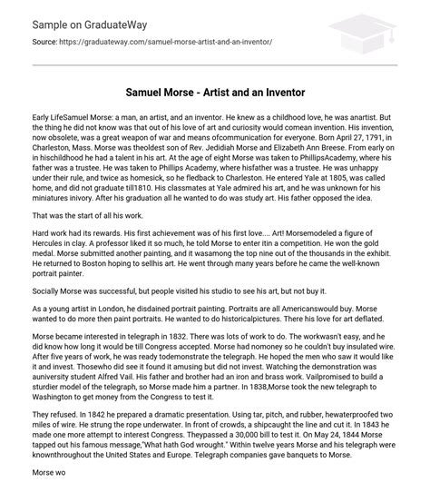 samuel morse biography summary example essay