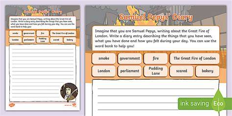 samuel pepys diary template ks1