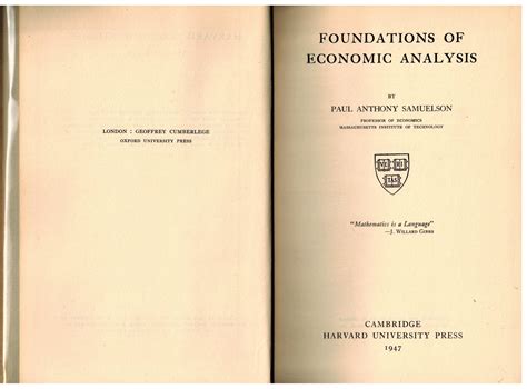 Samuelson Foundations Of Economic Analysis