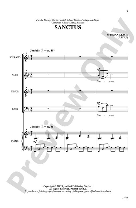 Download Sanctus Sheet Music Satb W Keyboard And C Instrument 