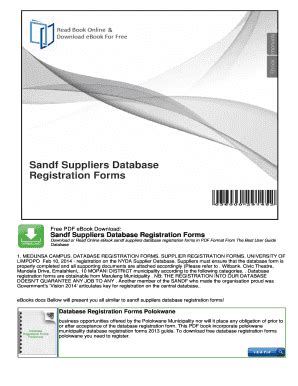 Sandf Suppliers Database Registration Forms