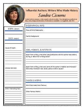 sandra cisneros biography summary template