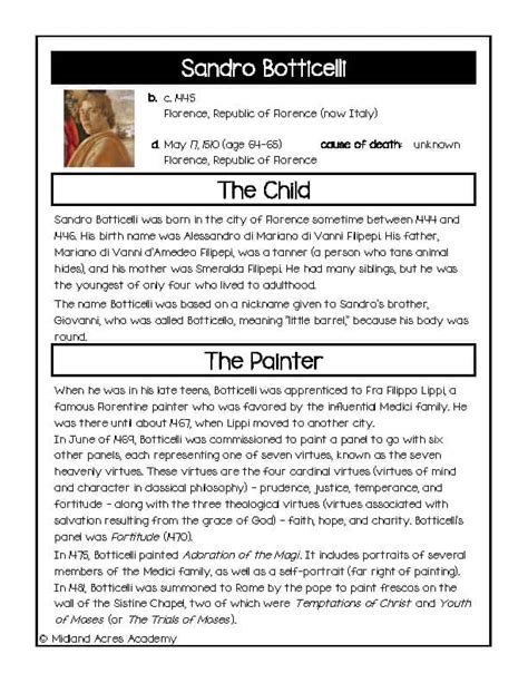 sandro botticelli biography summary of thomas