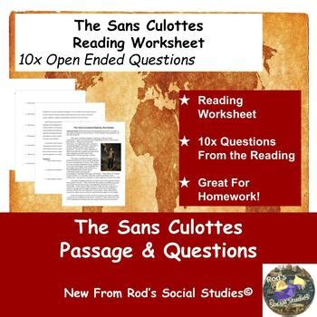 sans culottes in a sentence worksheet