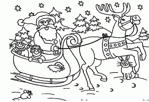 Santa On Sleigh With Reindeer Coloring Page Christmas Sleigh Coloring Pages - Christmas Sleigh Coloring Pages