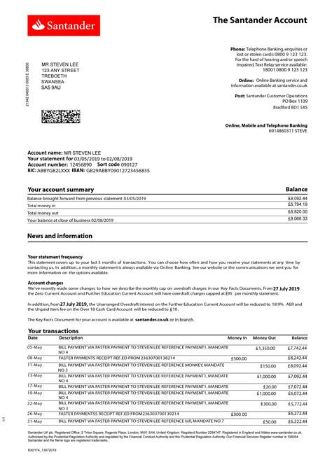 Santander Bank Statement