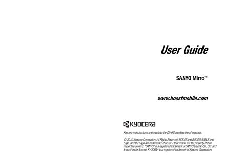 Read Sanyo Mirro User Guide 